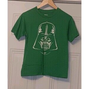 Star Wars Kids T-Shirt Size LG Green Darth Vader Logo 4 Leaf Clover
